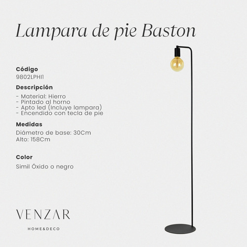 Lamparas De Pie En Hierro estilo Industrial .Veladores De Pie . Incluye lampara. Fabrica directo. Venzar