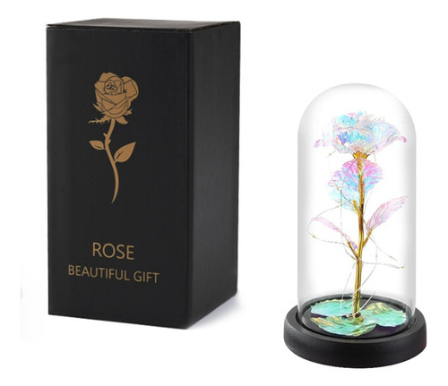  Rosa Eterna Tornasol Cupula De Vidrio Lampara Led Detalle