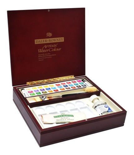 Imagen 3 de 6 de Acuarelas Profesional Daler Rowney Set De Madera 30 Pastilla