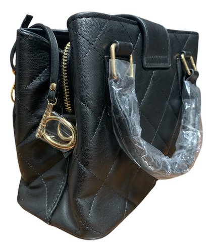 Bebe Los Angeles - Bolsa Kellen Small Satchel Negro Lisa Oro Negro