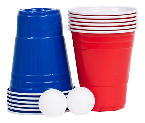 Jogo Beer Pong 12 Copos 500ml E 2 Bolinhas Cerveja Pong