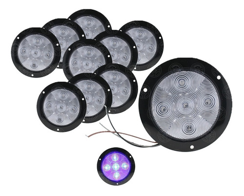 10 Plafon 5 Hiper Led Redondo Fija Y Estrobo 4 PuLG 12-24v F