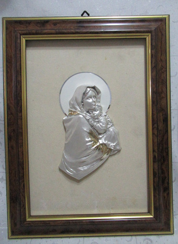 Cuadro Plata 999/000 Retrato Virgen María Certificado Italy