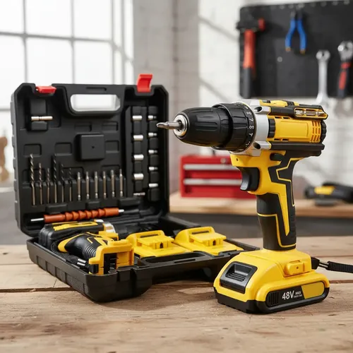 Parafusadeira Furadeira Impacto 3 Funcoes Sem Fio 2 Baterias Amarelo 50hz60hz