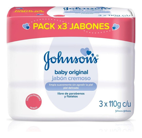 Jabón En Barra Johnson's Baby 3 u Pack X 3