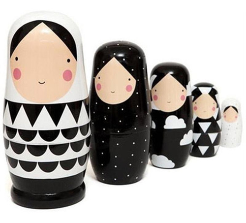 5 Piezas Madera Rusa Matryoshka Sin Rostro Hombre Estilo