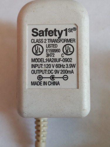 Cargador Safety1 St Model: Ha28uf-0902 9v 200ma 