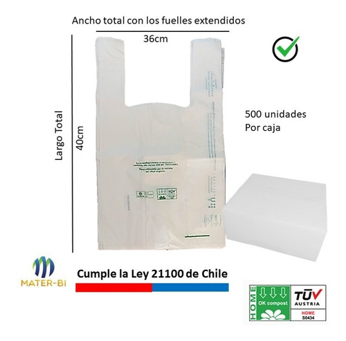 Bolsa Camiseta | Biodegradable & Compost |36x40cm | 500 Und 