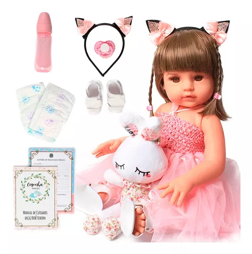 Bebê Reborn Original Realista, Corpo Inteiro de Silicone pode dar Banho,  Grande 55cm, Pronta Entrega, Envio Imediato