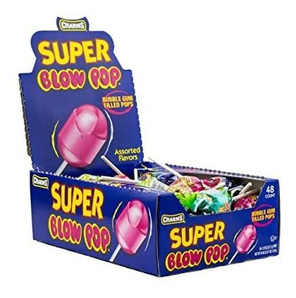 Encantos De Super Blow Pops 48 / Caja De Lollipops, Surtido 