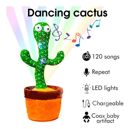 Imagen 6 de 8 de Juguete Peluche De Cactus Bailarín Educativo Escandalosos