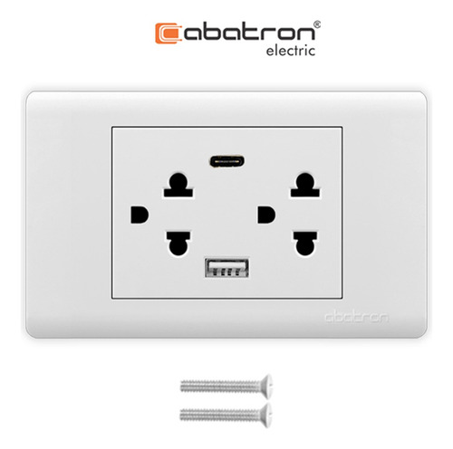 Tomacorriente Tierra Mas Toma Doble Usb Placa Abatron