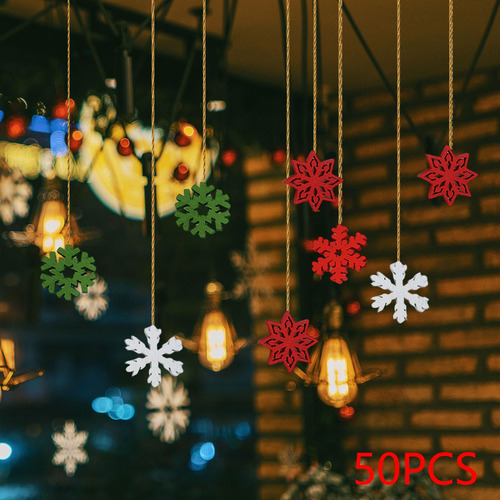 50 X Adornos Colgantes Navideños De Madera Decoraciones