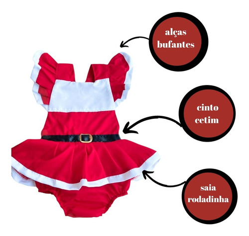 Imagem 2 de 8 de Romper Mamãe Noel Baby Bebê Body De Natal Mesversário Foto