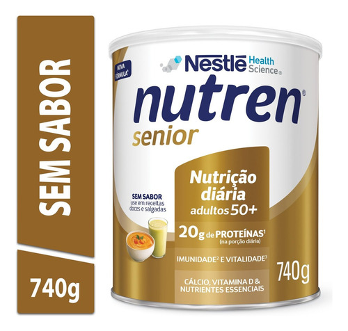 Kit 6x Nutren Senior Sem Sabor 740g Suplemento Em Pó Nestle