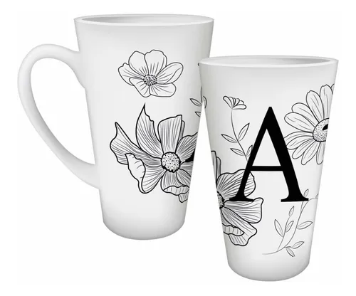 comprar Pack 6 Tazas Personalizadas Abecedario Flores A Conica 17 