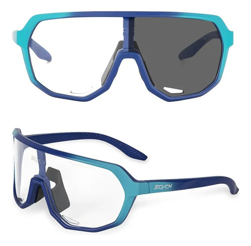 Óculos De Sol Ciclismo Bike Fotocromático Uv400 Cor Azul