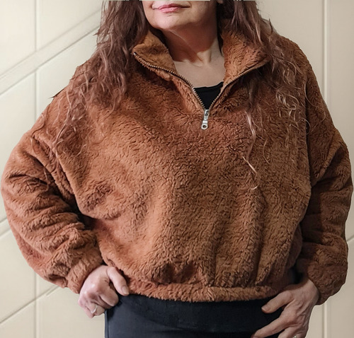 Buzo Corderito Peluche Cierre Elásticos Suave Abrigado Corto