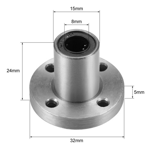 Rodamiento Lineal De Bola Lm8uu 8mm Id 15mm Od 2uds