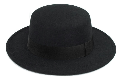 Sombrero Fedora Negro Clásico Mujer, Sombrero Porkpie Con