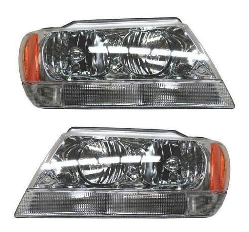 Par De Faros Grand Cherokee 99-04 F/cromado Cuarto Bco Ty