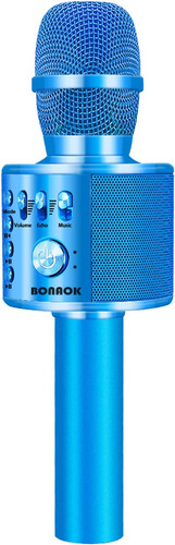 Microfono Karaoke Bonaok Con Bluetooth / Azul