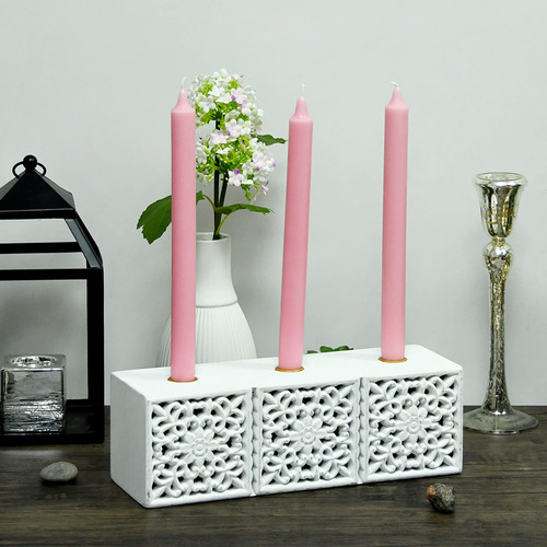 Velas Con Velas De 12 Piezas, 10 Pulgadas, Rosa Ligera Recta