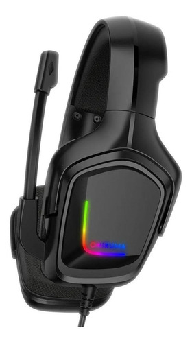 Fone de ouvido gamer Onikuma K20 preto com luz rgb LED