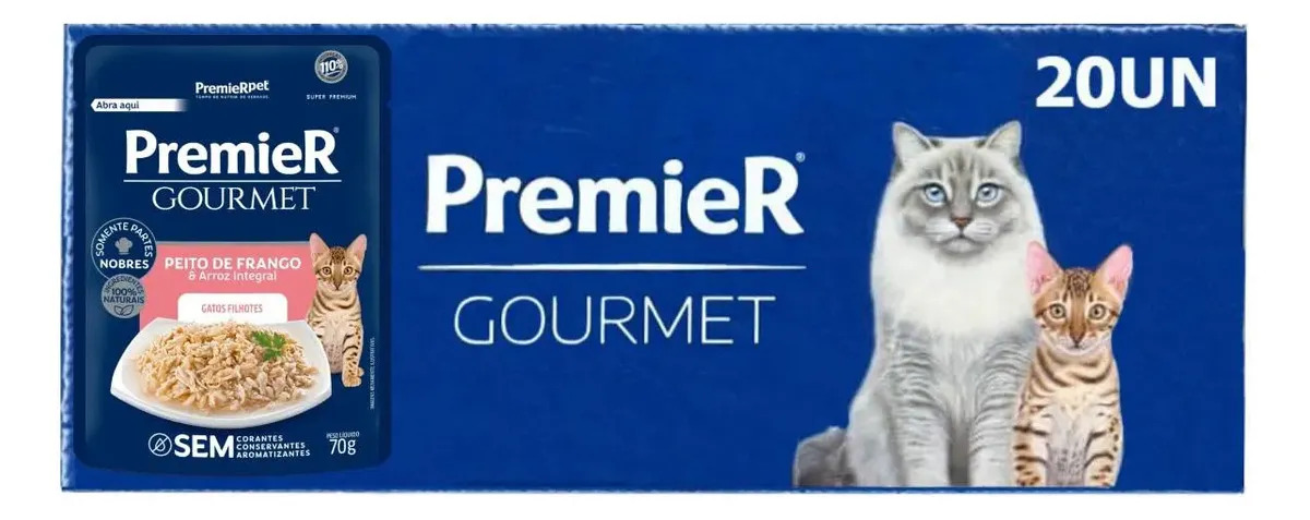 Premier Gourmet Sachê Gatos Filhotes Frango 20 Unidades