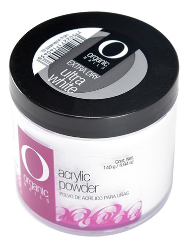 Acrilico En Polvo Organic Nails Color Extra Dry White 28gr