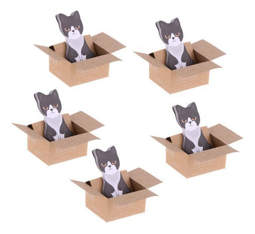 5 Cartoon Box 3d Cat Memo Pad Nota Adesiva Autoadesiva