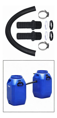 Kit De Conexión De Barril De Lluvia Negro Con Abrazaderas