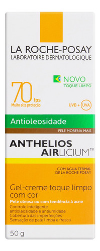 Protetor Solar com Cor Airlicium Antioleosidade FPS 70 Pele Morena Mais La Roche-Posay Anthelios Caixa 50g