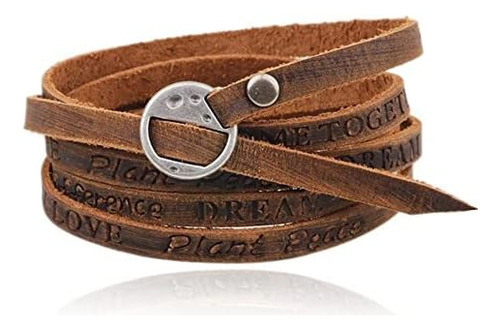 Pulsera De Cuero Para Hombre,piel De Vaca Genuina Marrón,fra