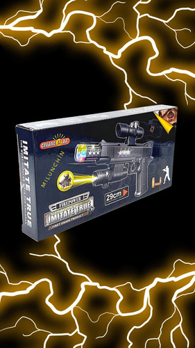 Pistola C/mira Luces Sonidos Vibración Proyecta Imagen 3d Negro