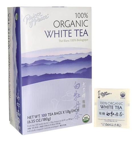 Té Blanco 100% Orgánico 100 Bolsas Prince Of Peace