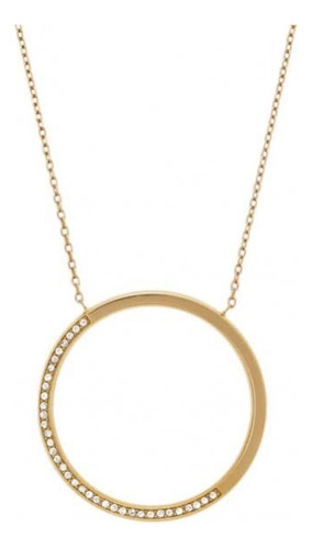 Michael Kors Collar Plateado Colgante Redondo Con Brillantes