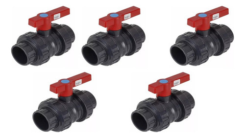 Kit 5 Registros Em Pvc P/ Piscina Com 2 Uniões 50mm