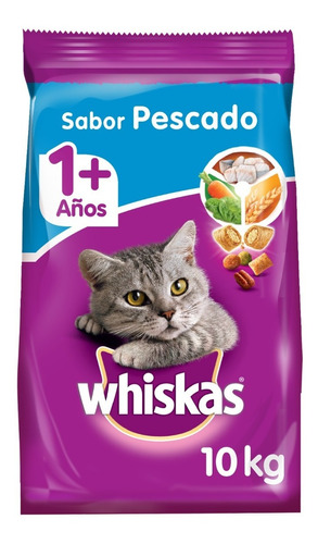 Imagen 1 de 7 de Whiskas Alimento Seco Gato Adulto Sabor Pescado 10kg