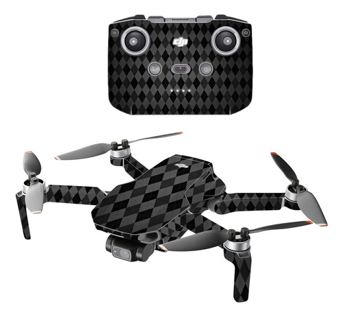 Skin De Vinilo Para Drone Dji Mini 2 - Negro Argyle.