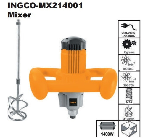 Ff Mezcladora De Pintura Ingco Mx214001 1400w Con Paleta