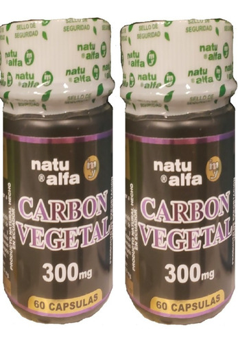 Carbón Vegetal 300mg En Cápsulas Promo 2 Frascos