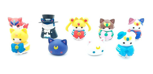 Set 9 Mini Figuritas Neko Sailor Moon Anime De Colección 