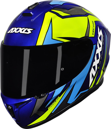 Capacete Axxis Draken Vector Azul Amarelo Tamanho do capacete 62