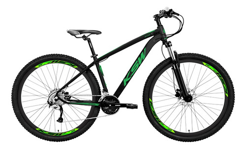 Bicicleta Aro 29 Ksw Xlt 200 Shimano 24v Freio Disco Hidr Cor Preto - Verde Tamanho do quadro 19