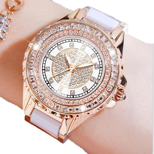 Reloj De Pulsera De Cuarzo Con Diseño Único De Diamantes De