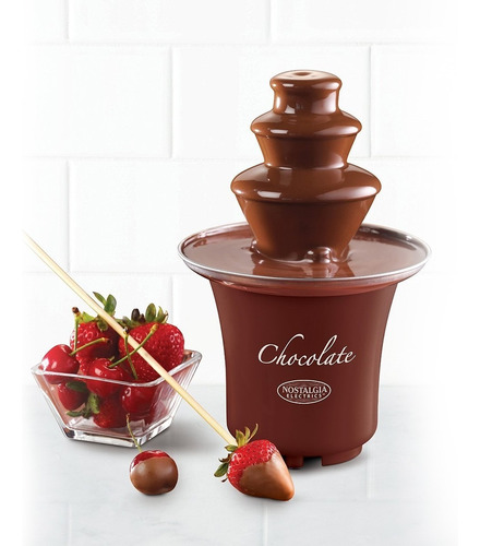 Mini Fuente De Chocolate Nostalgia 3 Niveles Fondue Fresas !
