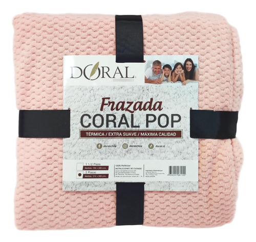 Frazada Coral Pop 2 Plazas Color Rosado Doral - Sc