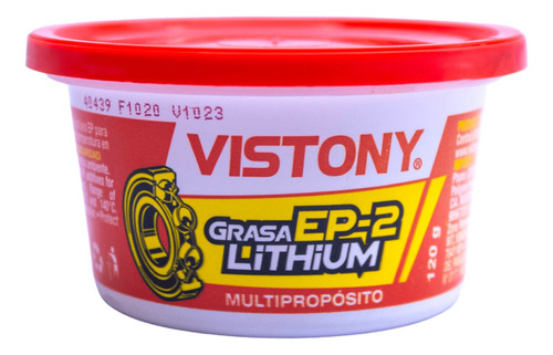 Grasa Multiproposito Litio Ep-2 Roja 120gr - Vistony