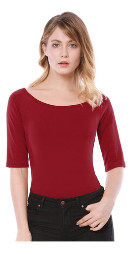 Blusa Mujer Camiseta Básica Tops Ajustado De Mangas Al Codo